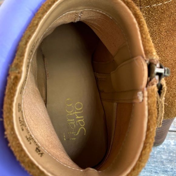 Franco Sarto Winston Brown Suede Wedge Heel Ankle Boot. - Picture 5 of 12